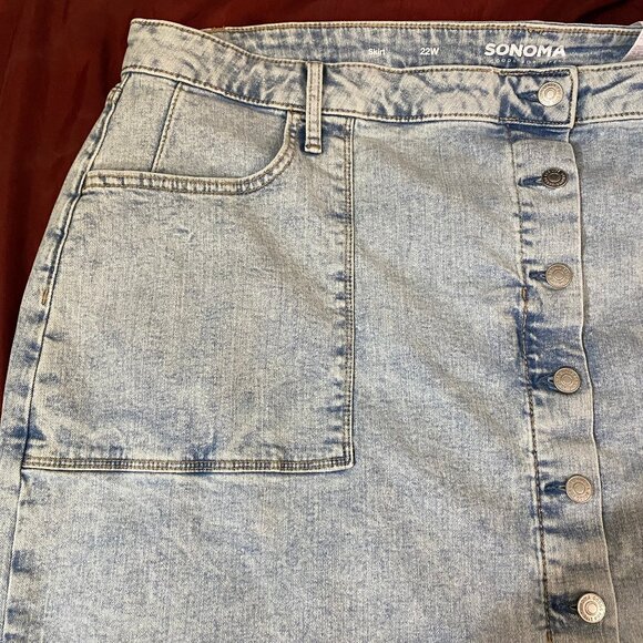 Sonoma Button Fly Midi Denim Jean Skirt 22W - Picture 9 of 11